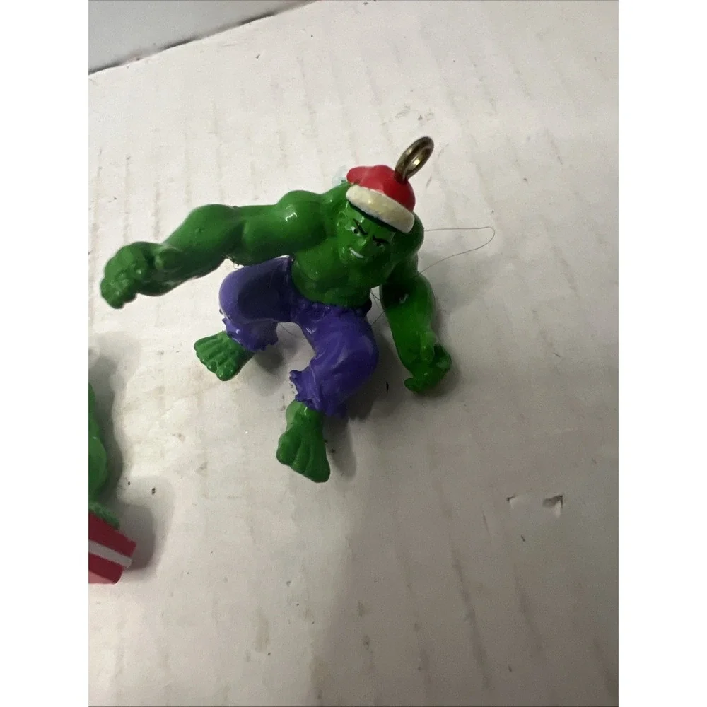 Lot Of 4 Vintage Miniature Marvel Christmas Ornaments Spider-Man And Hulk
